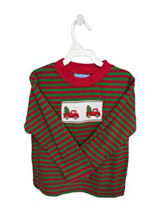 ANAVINI  GREEN  STRIPED SMOCKED KNIT LS SHIRT