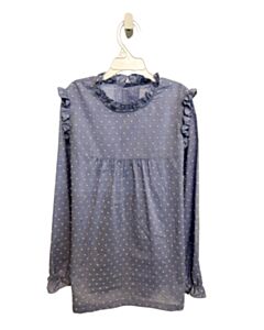HANNAH KATE BLUE SWISS DOT DRESS SHIRT WITH RUFFLE