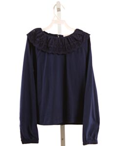CREWCUTS  NAVY  KNIT LS SHIRT WITH EYELET TRIM