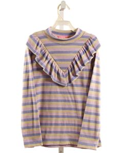 BISBY BY LITTLE ENGLISH  LAVENDER  STRIPED  KNIT LS SHIRT WITH RUFFLE