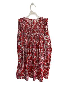 CREWCUTS RED FLORAL KNIT DRESS WITH RUFFLE