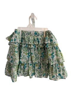CREWCUTS GREEN FLORAL SKIRT WITH RUFFLE