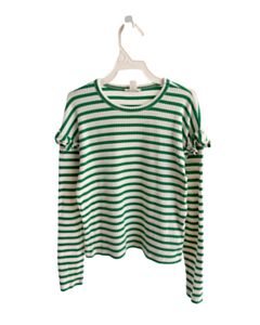 CREWCUTS  GREEN  STRIPED  KNIT LS SHIRT WITH RUFFLE