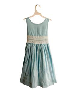 BAILEY BOYS AQUA LINEN DRESS WITH EYELET TRIM