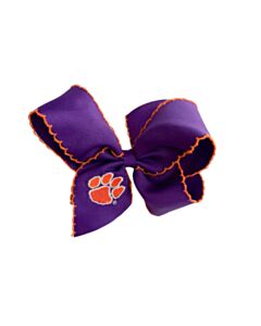 WEE ONES  PURPLE    HAIR BOW WITH PICOT STITCHING