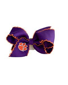 WEE ONES  PURPLE    HAIR BOW WITH PICOT STITCHING