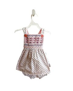 ALICE KATHLEEN  BLUE PIQUE POLKA DOT SMOCKED 2-PIECE OUTFIT WITH EYELET TRIM