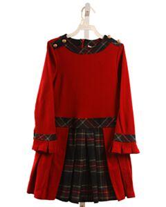 PATACHOU RED PLAID KNIT DRESS