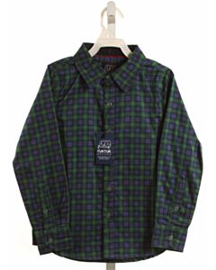 TUKTUK DESIGNS  FOREST GREEN  PLAID  DRESS SHIRT