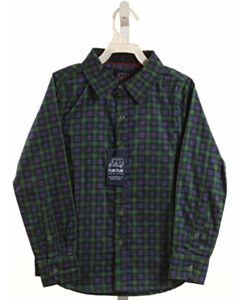 TUKTUK DESIGNS  FOREST GREEN  PLAID  DRESS SHIRT