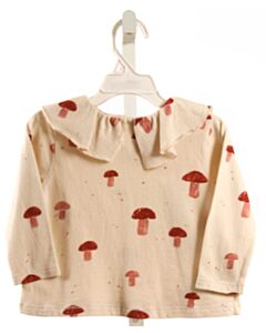 PLAY UP  IVORY  PRINT  KNIT LS SHIRT WITH RUFFLE