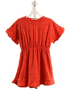 STAINS & STORIES ORANGE EYELET KNIT DRESS