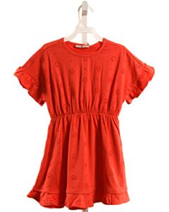STAINS & STORIES ORANGE EYELET KNIT DRESS