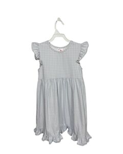 STITCHY FISH  BLUE  GINGHAM  KNIT DRESS WITH PICOT STITCHING