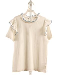 HAYDEN GIRLS  WHITE    KNIT SS SHIRT WITH RUFFLE