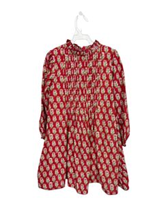 SMOCKINGBIRD  RED  FLORAL  DRESS WITH PICOT STITCHING