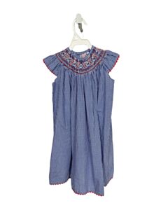 ORIENT EXPRESSED  BLUE  GINGHAM SMOCKED DRESS WITH RIC RAC
