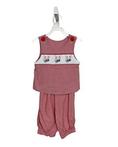 BEAUX ET BELLES  RED  GINGHAM SMOCKED 2-PIECE OUTFIT