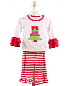 CITY BEAUTIFUL  HOT PINK KNIT STRIPED  2-PIECE OUTFIT WITH RUFFLE