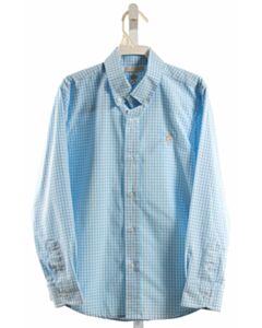 THE BEAUFORT BONNET COMPANY  AQUA  GINGHAM  DRESS SHIRT
