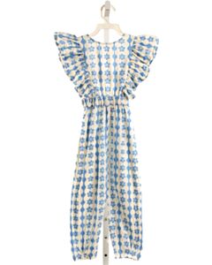 BISBY BY LITTLE ENGLISH  BLUE    ROMPER WITH RUFFLE