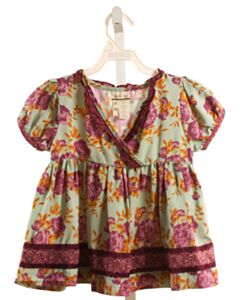 MATILDA JANE  PURPLE  FLORAL  SHIRT-SS WITH RUFFLE