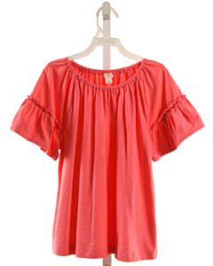 CREWCUTS  PINK  KNIT SS SHIRT WITH RUFFLE