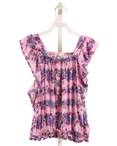 LEMON X KISS PURPLE FLORAL SLEEVELESS SHIRT
