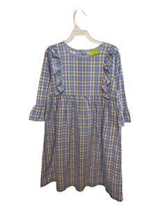 CLASSIC WHIMSY  BLUE  PLAID  DRESS WITH RUFFLE