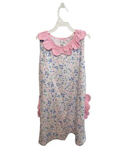 RUFFLE RIBBONS & LACE  PINK  FLORAL  KNIT DRESS
