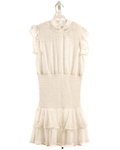 AQUA GIRLS  WHITE  SWISS DOT SMOCKED PARTY DRESS