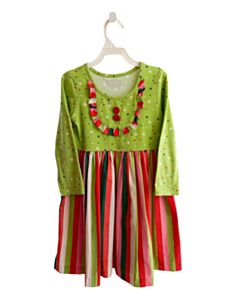 ELEANOR ROSE  GREEN  STRIPED  DRESS WITH RUFFLE