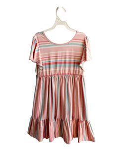 MARIE NICOLE  PINK  STRIPED  KNIT DRESS WITH RUFFLE