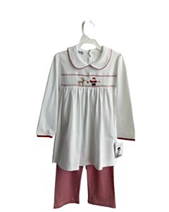 MAGNOLIA BABY  RED  STRIPED SMOCKED 2-PIECE OUTFIT WITH PICOT STITCHING