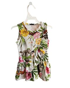 MONNALISA  MULTI-COLOR  FLORAL  KNIT DRESS WITH RUFFLE