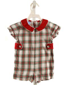 BELLA BLISS RED PLAID SHORTALL
