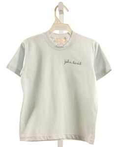 HANNAH KATE  LT BLUE  EMBROIDERED KNIT SS SHIRT
