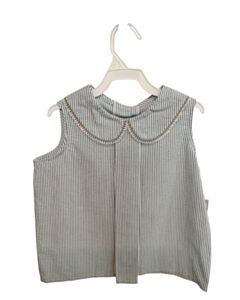 HANNAH KATE  GREEN SEERSUCKER   SLEEVELESS SHIRT WITH PICOT STITCHING