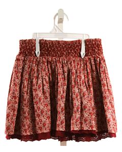 EL CORTE INGLES  MAROON  FLORAL  SKIRT WITH EYELET TRIM