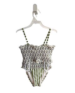 A LOVES A GIRL  GREEN  FLORAL  2-PIECE SWIMSUIT WITH RUFFLE