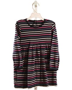 JOJO MAMAN BEBE  NAVY  STRIPED  KNIT DRESS WITH PICOT STITCHING