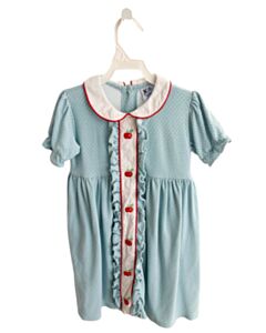 EYELET & IVY  BLUE  POLKA DOT  KNIT DRESS WITH RUFFLE