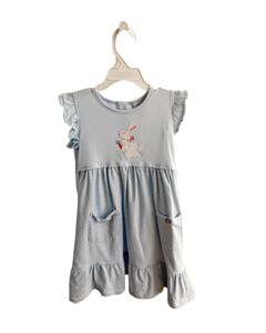 ISHTEX  BLUE  STRIPED  KNIT DRESS WITH PICOT STITCHING