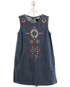 LUCKY BRAND  CHAMBRAY  EMBROIDERED DRESS