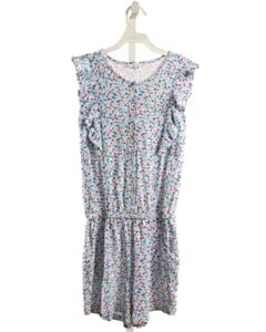 EYELET & IVY  BLUE KNIT FLORAL  KNIT ROMPER WITH RUFFLE