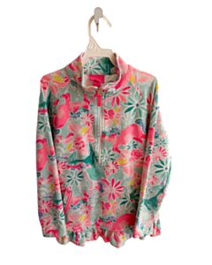 LILLY PULITZER PINK FLORAL PULLOVER WITH RUFFLE