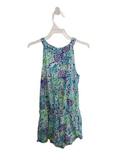 LILLY PULITZER  BLUE   PRINTED DESIGN ROMPER WITH RUFFLE