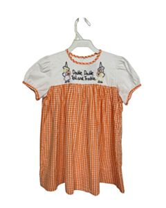CHRISTIAN ELIZABETH & CO  ORANGE SEERSUCKER GINGHAM  DRESS