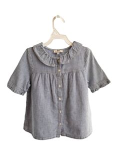 CYRILLUS CHAMBRAY STRIPED DRESS SHIRT WITH RUFFLE