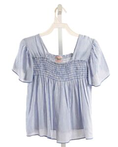 PAPER CRANE LT BLUE STRIPED SMOCKED SHIRT-SS
